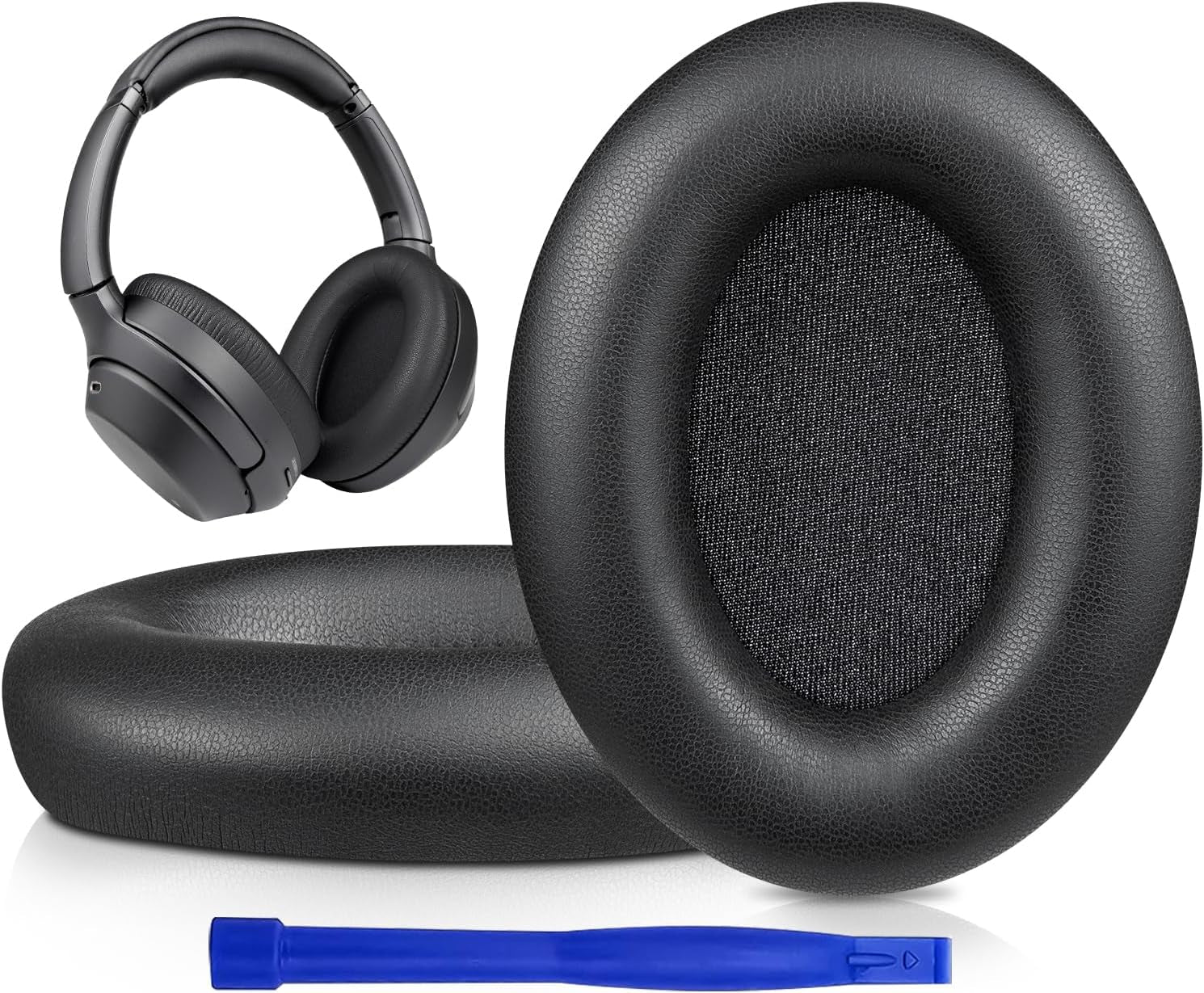 Professional Earpads Cushions Replacement for Sony WH-1000XM3 (WH1000XM3) Over-Ear Headphones, Ear Pads with Softer Protein Leather, Noise Isolation Memory Foam, Added Thickness (Black)